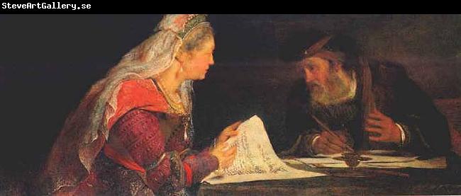 Aert de Gelder Esther and Mordechai writing the second letter of Purim